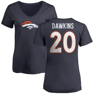 Brian Dawkins Women's Denver Broncos Name & Number Logo Slim Fit T-Shirt - Navy