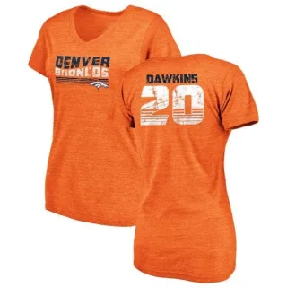 Brian Dawkins Women's Denver Broncos Retro Tri-Blend V-Neck T-Shirt - Orange