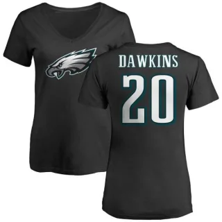 Brian Dawkins Women's Philadelphia Eagles Name & Number Logo Slim Fit T-Shirt - Black