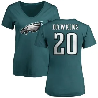 Brian Dawkins Women's Philadelphia Eagles Name & Number Logo Slim Fit T-Shirt - Green