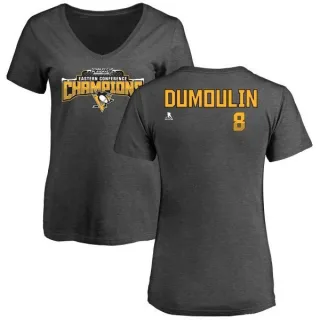 Brian Dumoulin Women's Pittsburgh Penguins 2017 Eastern Conference Champions Name & Number V-Neck T-Shirt - Heather Gray