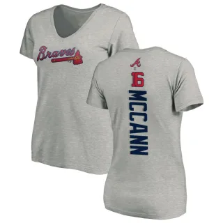 Brian McCann Women's Atlanta Braves Backer Slim Fit T-Shirt - Ash