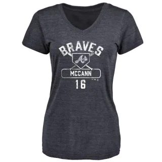 Brian McCann Women's Atlanta Braves Base Runner Tri-Blend T-Shirt - Navy