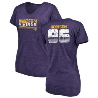 Brian Robison Women's Minnesota Vikings Retro Tri-Blend V-Neck T-Shirt - Purple