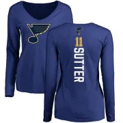 Brian Sutter Women's St. Louis Blues Backer V-Neck Long-Sleeve T-Shirt - Royal