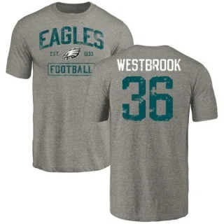 Brian Westbrook Philadelphia Eagles Gray Distressed Name & Number Tri-Blend T-Shirt