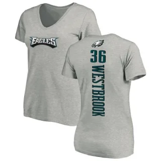 Brian Westbrook Women's Philadelphia Eagles Backer V-Neck T-Shirt - Ash