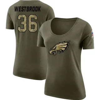 Brian Westbrook Women's Philadelphia Eagles Salute to Service Olive Legend Scoop Neck T-Shirt