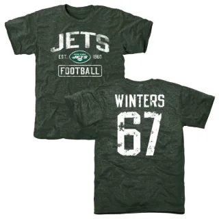 Brian Winters New York Jets Green Distressed Name & Number Tri-Blend T-Shirt