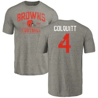 Britton Colquitt Cleveland Browns Gray Distressed Name & Number Tri-Blend T-Shirt