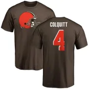 Britton Colquitt Cleveland Browns Name & Number Logo T-Shirt - Brown