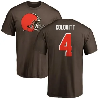 Britton Colquitt Cleveland Browns Name & Number Logo T-Shirt - Brown