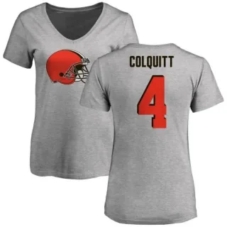 Britton Colquitt Women's Cleveland Browns Name & Number Logo Slim Fit T-Shirt - Ash