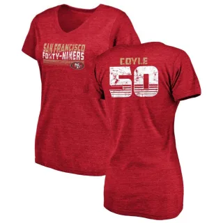 Brock Coyle Women's San Francisco 49ers Retro Tri-Blend V-Neck T-Shirt - Red