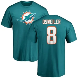 Brock Osweiler Miami Dolphins Name & Number Logo T-Shirt - Aqua