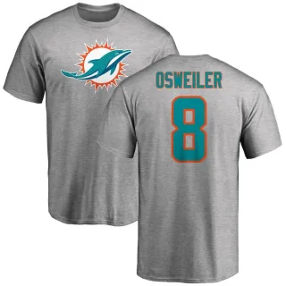 Brock Osweiler Miami Dolphins Name & Number Logo T-Shirt - Ash