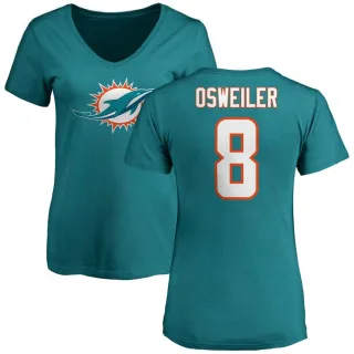 Brock Osweiler Women's Miami Dolphins Name & Number Logo Slim Fit T-Shirt - Aqua