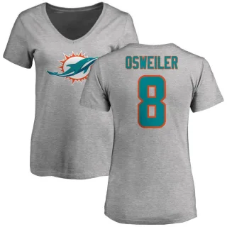 Brock Osweiler Women's Miami Dolphins Name & Number Logo Slim Fit T-Shirt - Ash