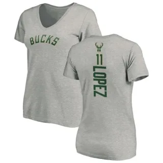 Brook Lopez Women's Milwaukee Bucks Ash Backer T-Shirt