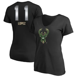 Brook Lopez Women's Milwaukee Bucks Black Midnight Mascot T-Shirt