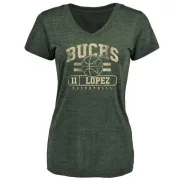 Brook Lopez Women's Milwaukee Bucks Green Baseline Tri-Blend T-Shirt