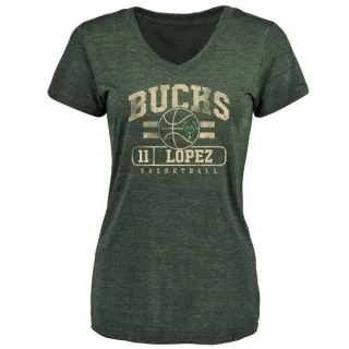 Brook Lopez Women's Milwaukee Bucks Green Baseline Tri-Blend T-Shirt