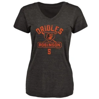 Brooks Robinson Women's Baltimore Orioles Base Runner Tri-Blend T-Shirt - Black