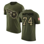 Bruce Matthews Tennessee Titans Olive Salute to Service Legend T-Shirt