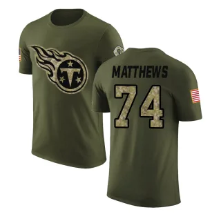 Bruce Matthews Tennessee Titans Olive Salute to Service Legend T-Shirt