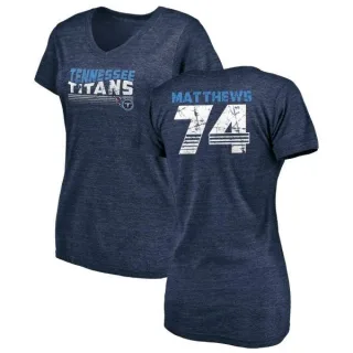 Bruce Matthews Women's Tennessee Titans Retro Tri-Blend V-Neck T-Shirt - Navy