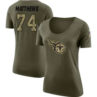 Bruce Matthews Women's Tennessee Titans Salute to Service Olive Legend Scoop Neck T-Shirt