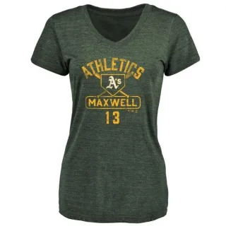 Bruce Maxwell Women's Oakland Athletics Base Runner Tri-Blend T-Shirt - Green