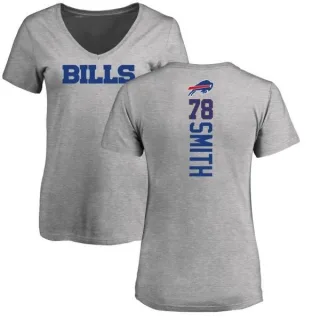 Bruce Smith Women's Buffalo Bills Backer V-Neck T-Shirt - Ash