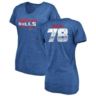 Bruce Smith Women's Buffalo Bills Retro Tri-Blend V-Neck T-Shirt - Royal