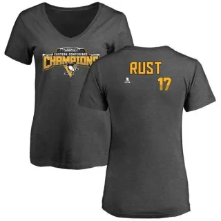 Bryan Rust Women's Pittsburgh Penguins 2017 Eastern Conference Champions Name & Number V-Neck T-Shirt - Heather Gray