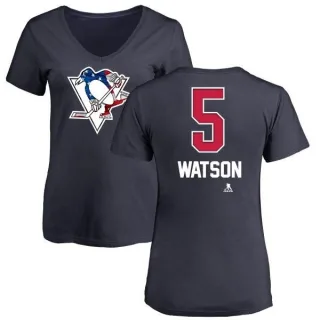 Bryan Watson Women's Pittsburgh Penguins Name and Number Banner Wave V-Neck T-Shirt - Navy