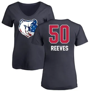 Bryant Reeves Women's Memphis Grizzlies Navy Name and Number Banner Wave V-Neck T-Shirt