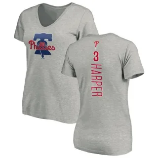 Bryce Harper Women's Philadelphia Phillies Backer Slim Fit T-Shirt - Ash