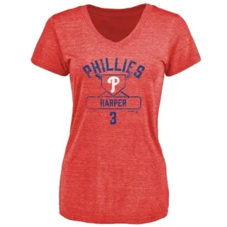 Bryce Harper Women's Philadelphia Phillies Base Runner Tri-Blend T-Shirt - Red