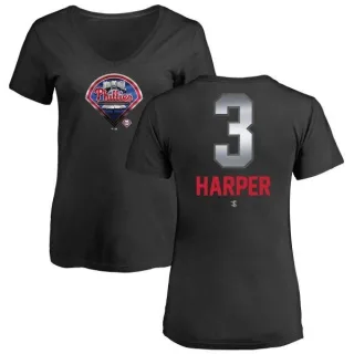 Bryce Harper Women's Philadelphia Phillies Midnight Mascot V-Neck T-Shirt - Black