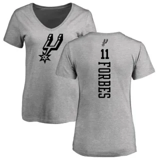 Bryn Forbes Women's San Antonio Spurs Heathered Gray One Color Backer Slim-Fit V-Neck T-Shirt