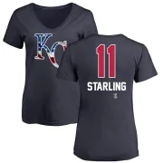 Bubba Starling Women's Kansas City Royals Name and Number Banner Wave V-Neck T-Shirt - Navy