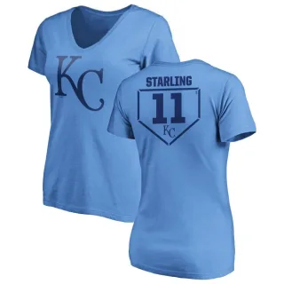 Bubba Starling Women's Kansas City Royals RBI Slim Fit V-Neck T-Shirt - Light Blue