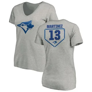 Buck Martinez Women's Toronto Blue Jays RBI Slim Fit V-Neck T-Shirt - Heathered Gray