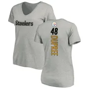 Bud Dupree Women's Pittsburgh Steelers Backer V-Neck T-Shirt - Ash