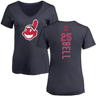 Buddy Bell Women's Cleveland Indians Backer Slim Fit T-Shirt - Navy