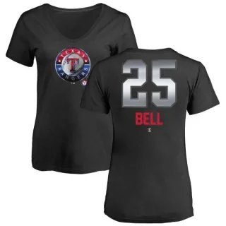 Buddy Bell Women's Texas Rangers Midnight Mascot V-Neck T-Shirt - Black