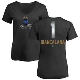 Buddy Biancalana Women's Kansas City Royals Midnight Mascot V-Neck T-Shirt - Black