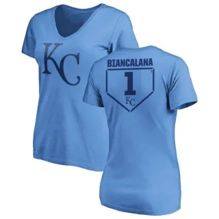 Buddy Biancalana Women's Kansas City Royals RBI Slim Fit V-Neck T-Shirt - Light Blue