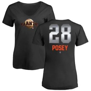 Buster Posey Women's San Francisco Giants Midnight Mascot V-Neck T-Shirt - Black